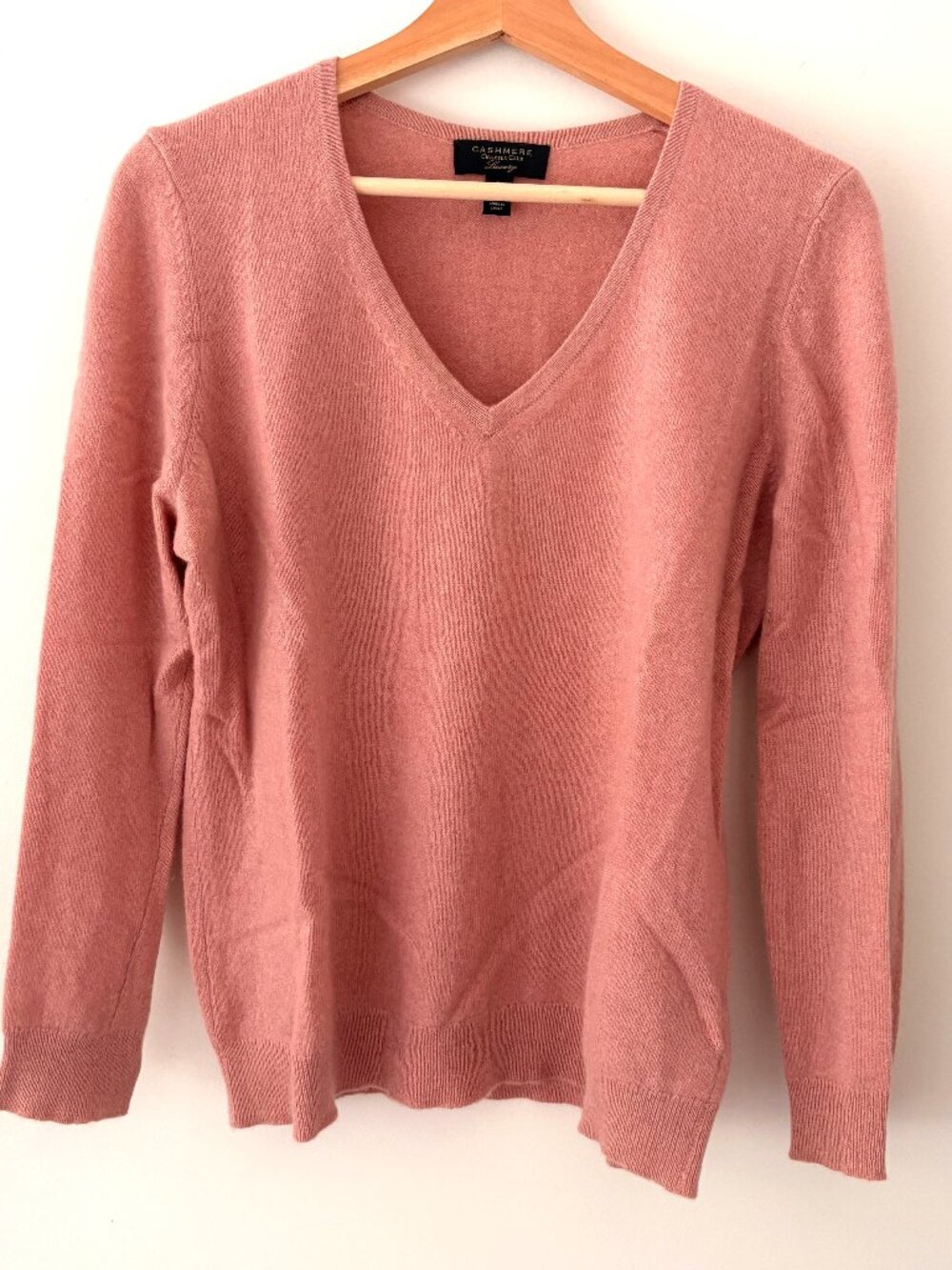 Charter Club Women's 100% Cashmere V-Neck Long-Sleeve Sweater, Pink, Size Large